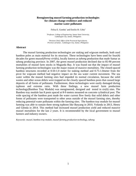 (PDF) Reengineering mussel farming production .
